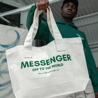 MESSENGER TOTE BAG - NATURAL / GREEN
