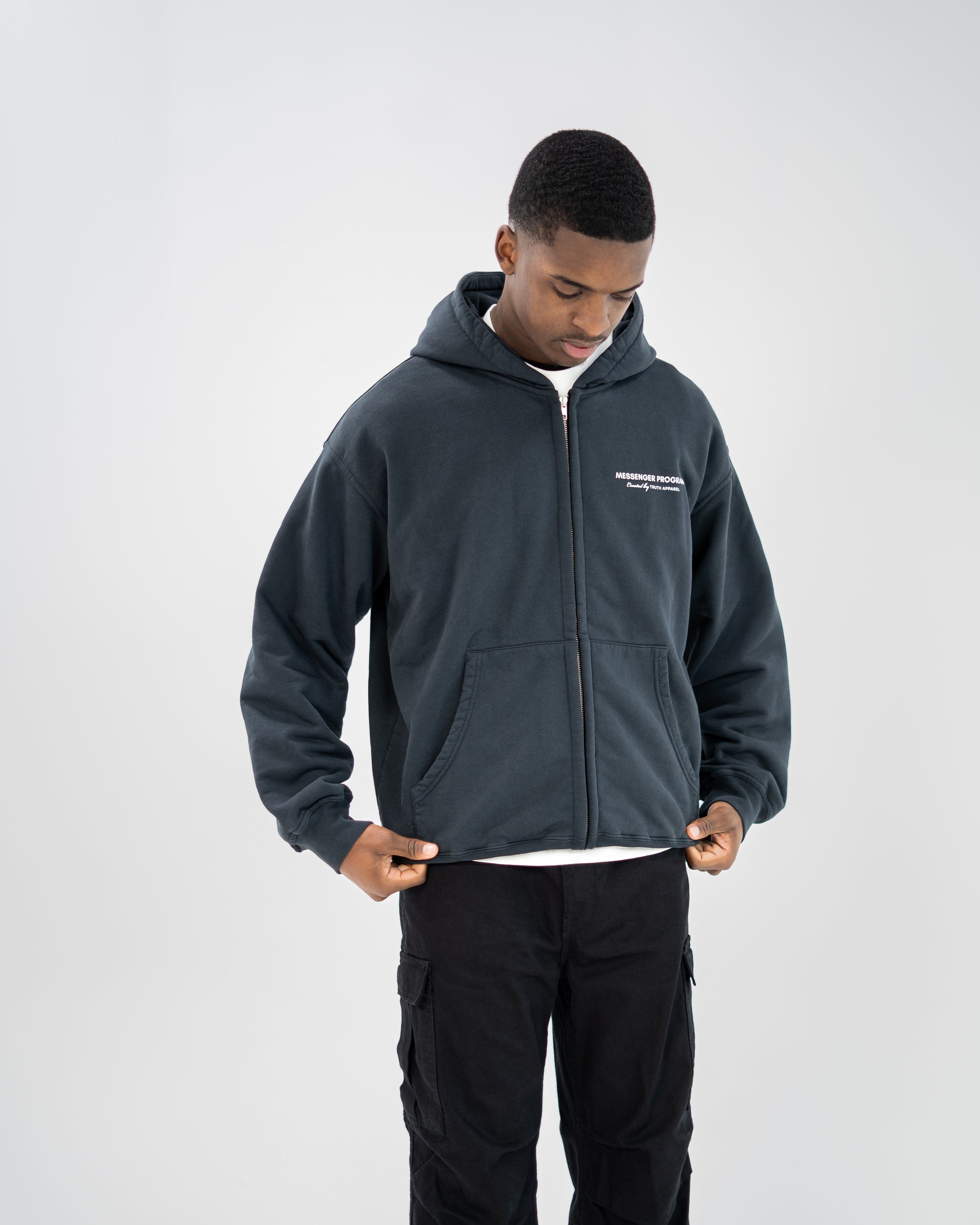 MESSENGER ZIP HOODIE - BLACK