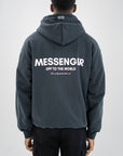 MESSENGER ZIP HOODIE  - BLACK