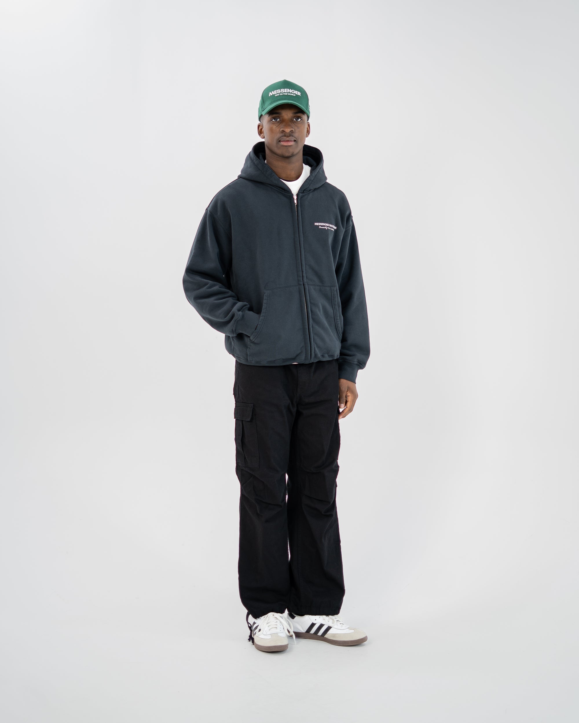 MESSENGER ZIP HOODIE - BLACK