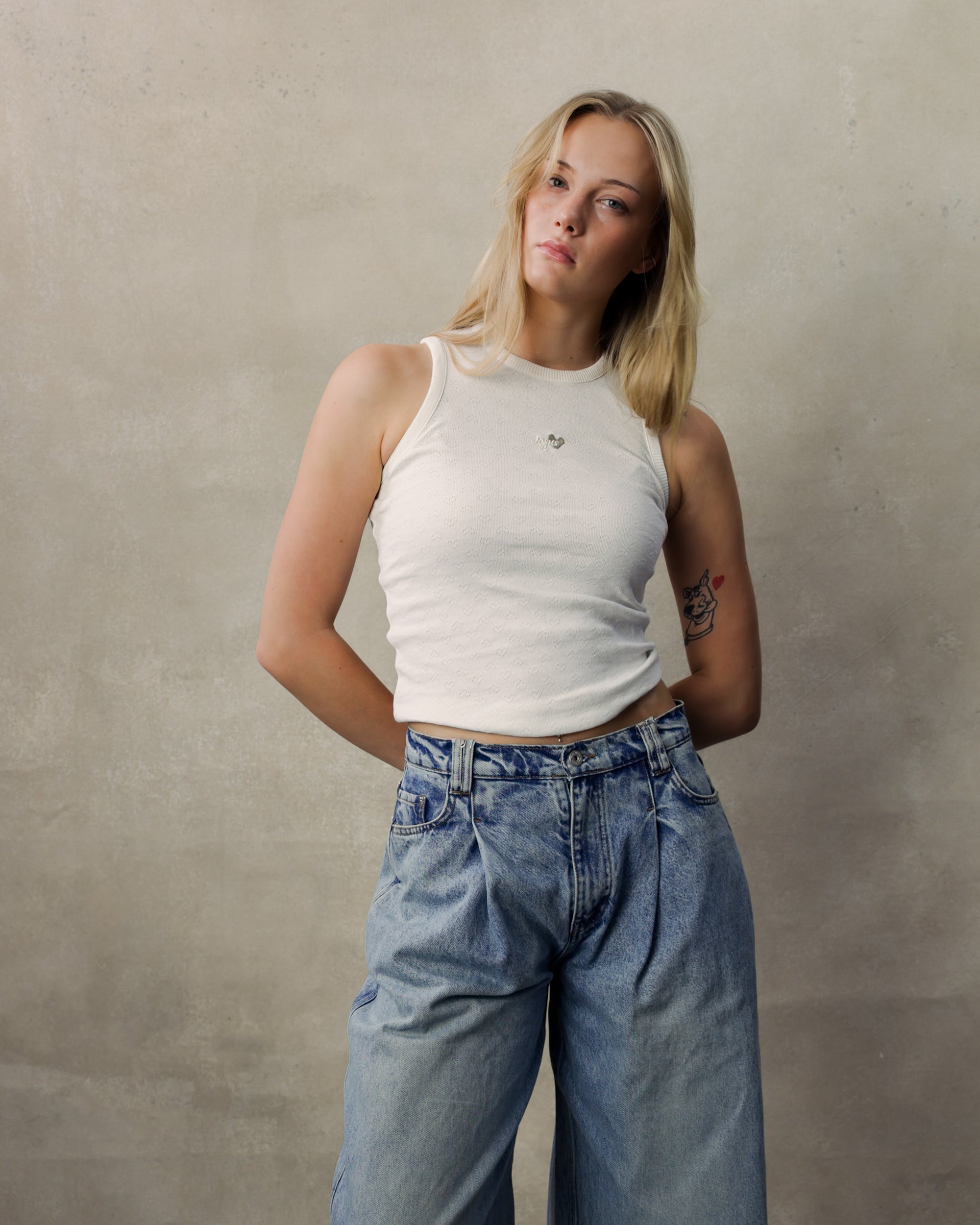 HEART TANK TOP - FLAT WHITE