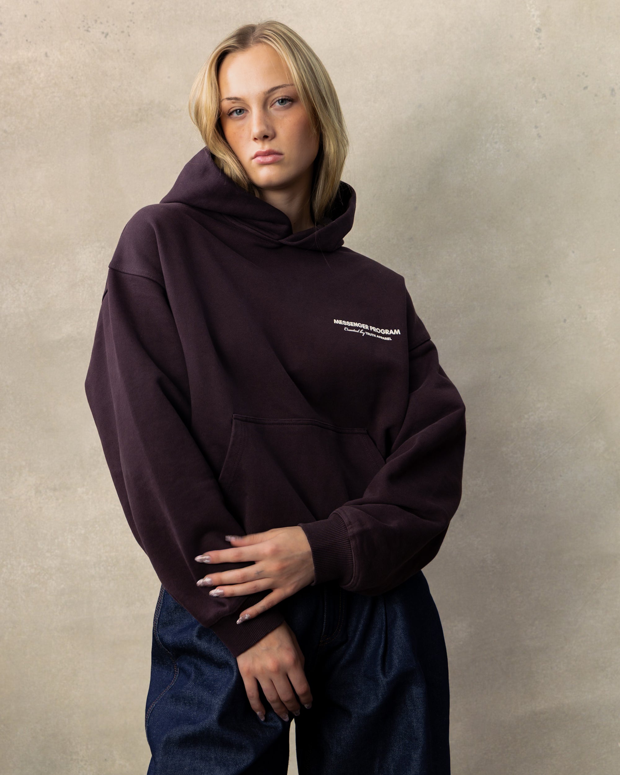 MESSENGER HOODIE -  PLUM