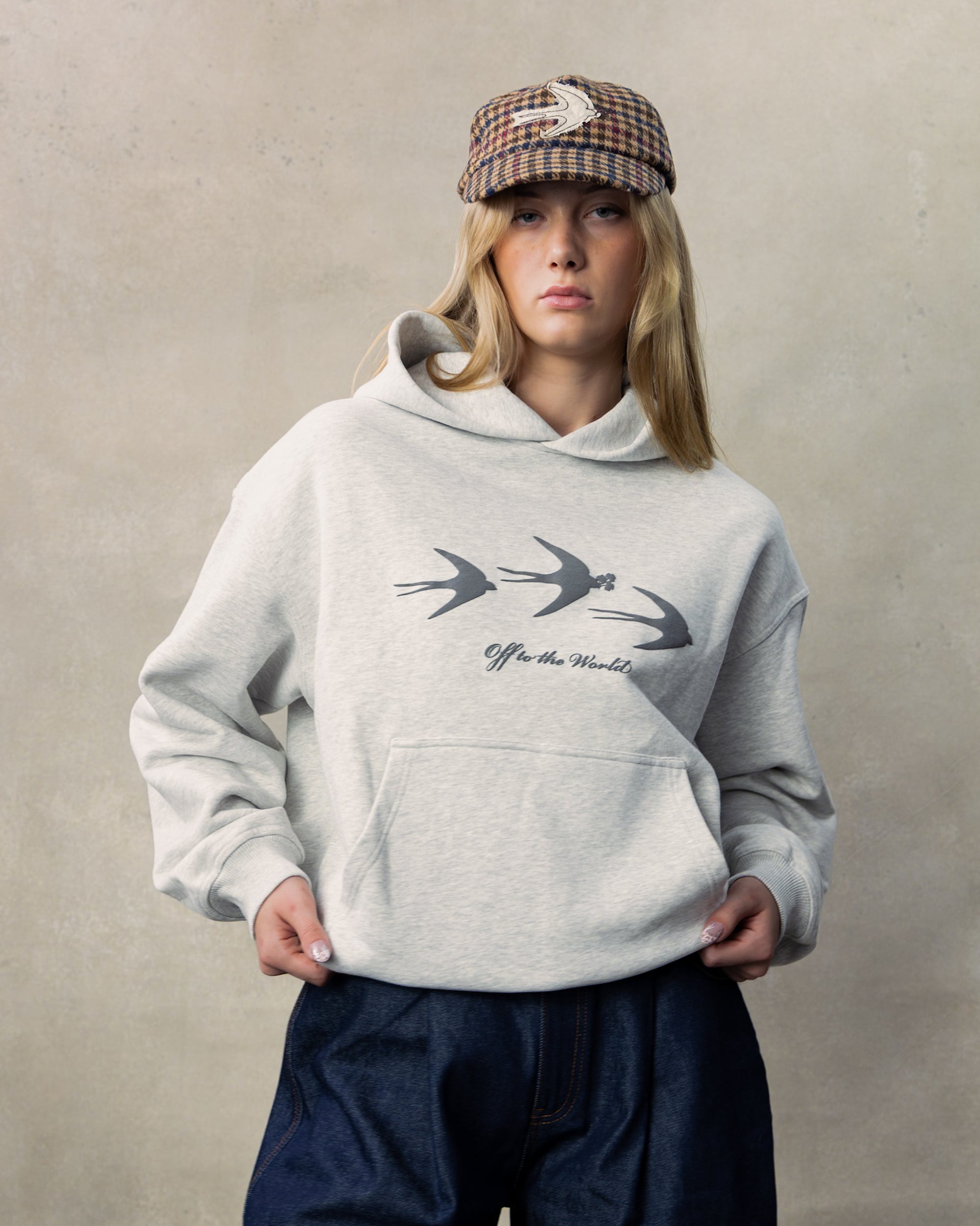 SWALLOW HOODIE -  GREY MELANGE