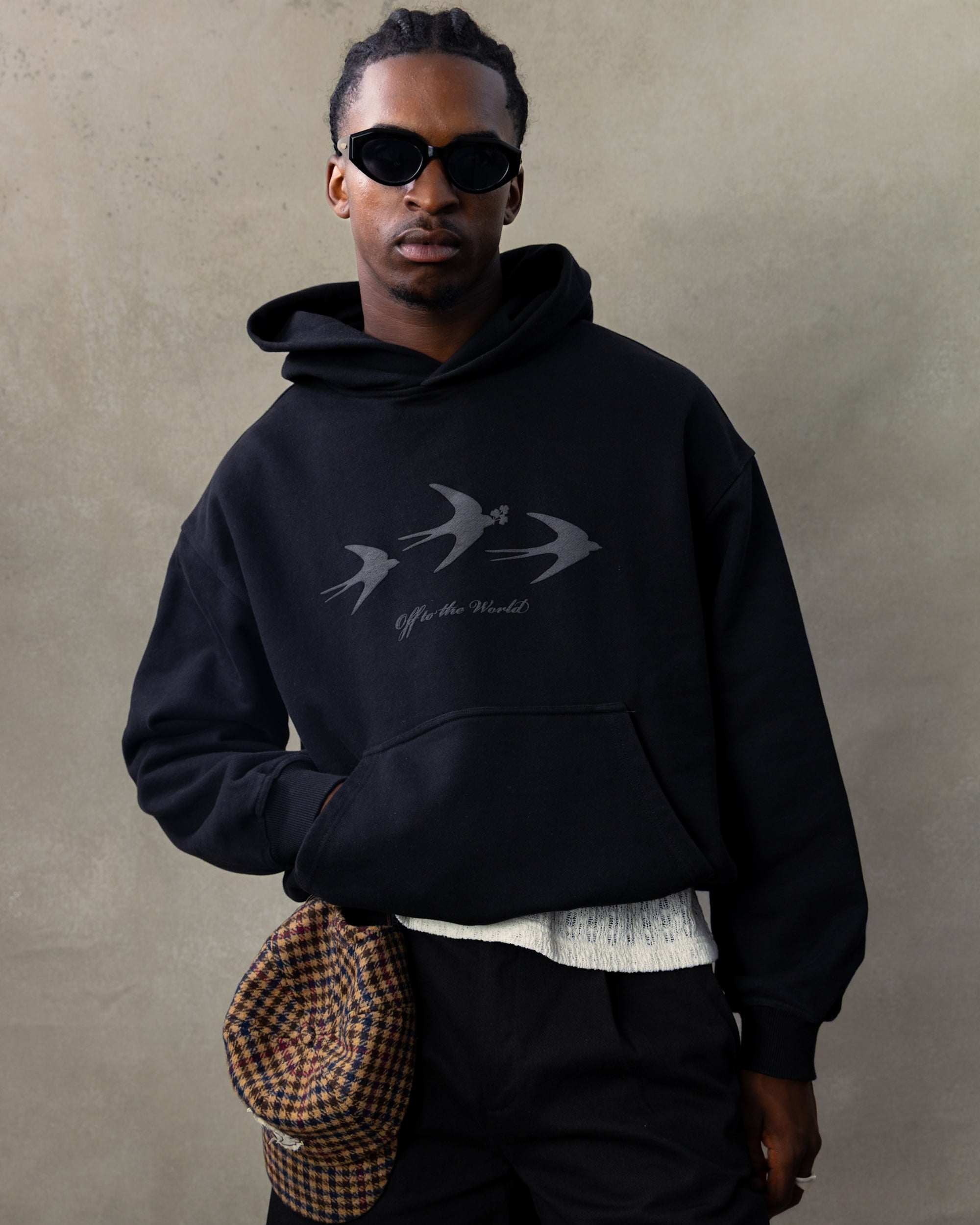SWALLOW HOODIE -  BLACK