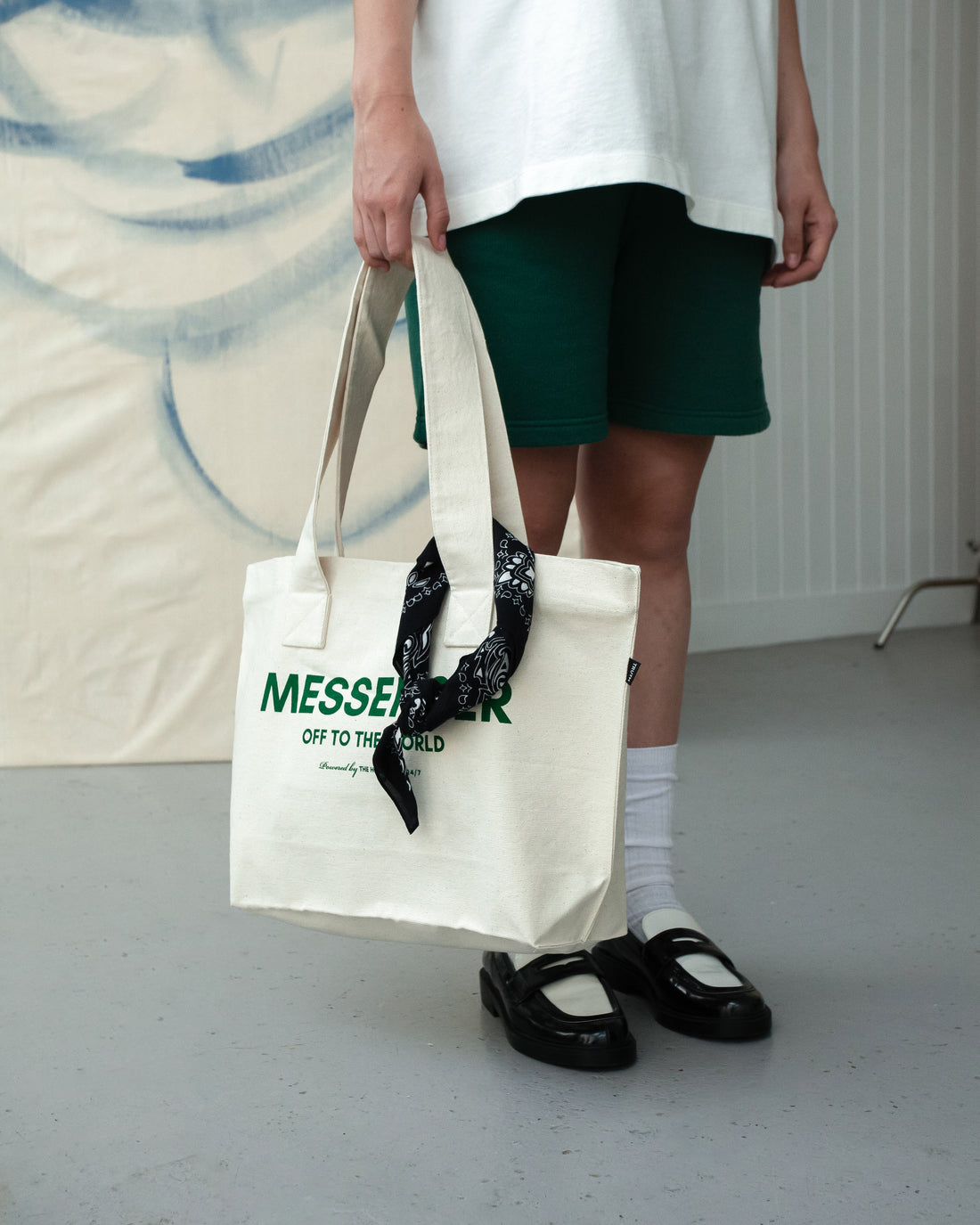 Messenger-Einkaufstasche – Natur/Grün