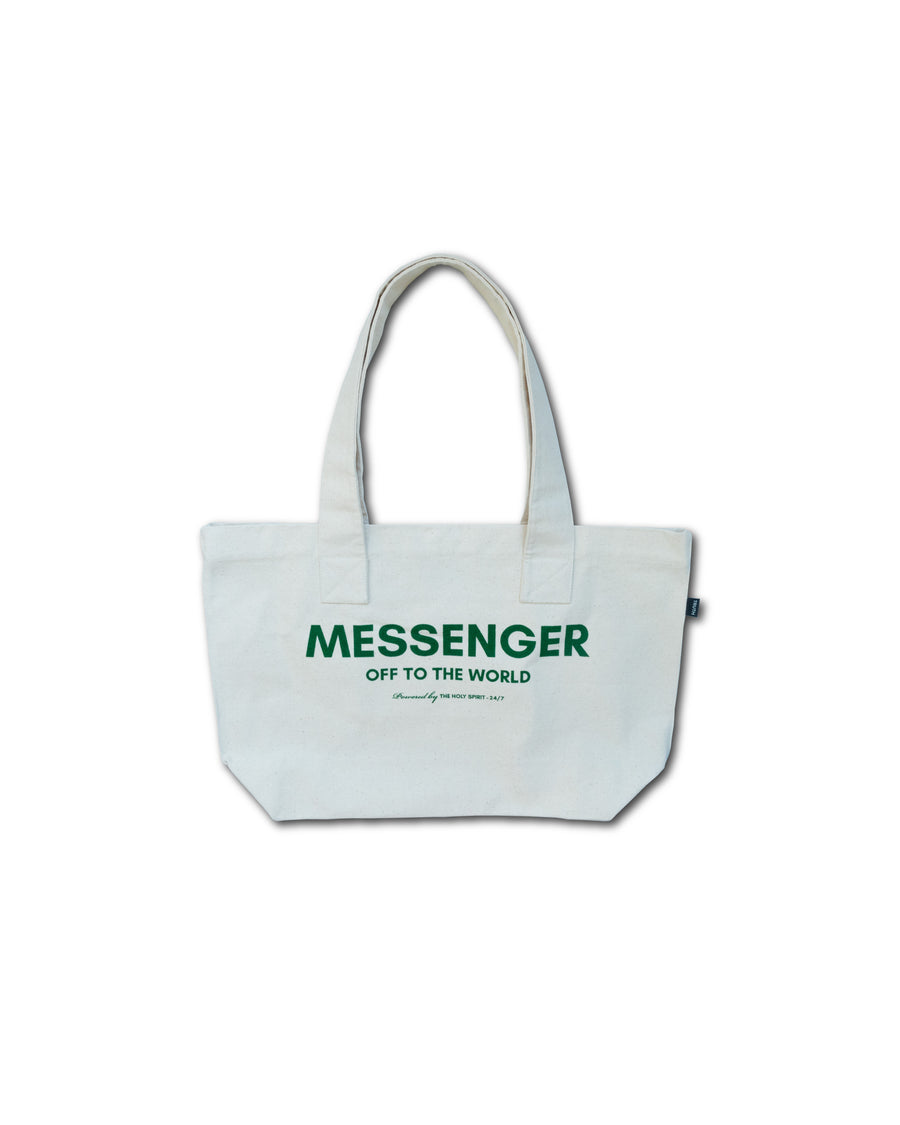 MESSENGER TOTE BAG - NATURAL / GREEN