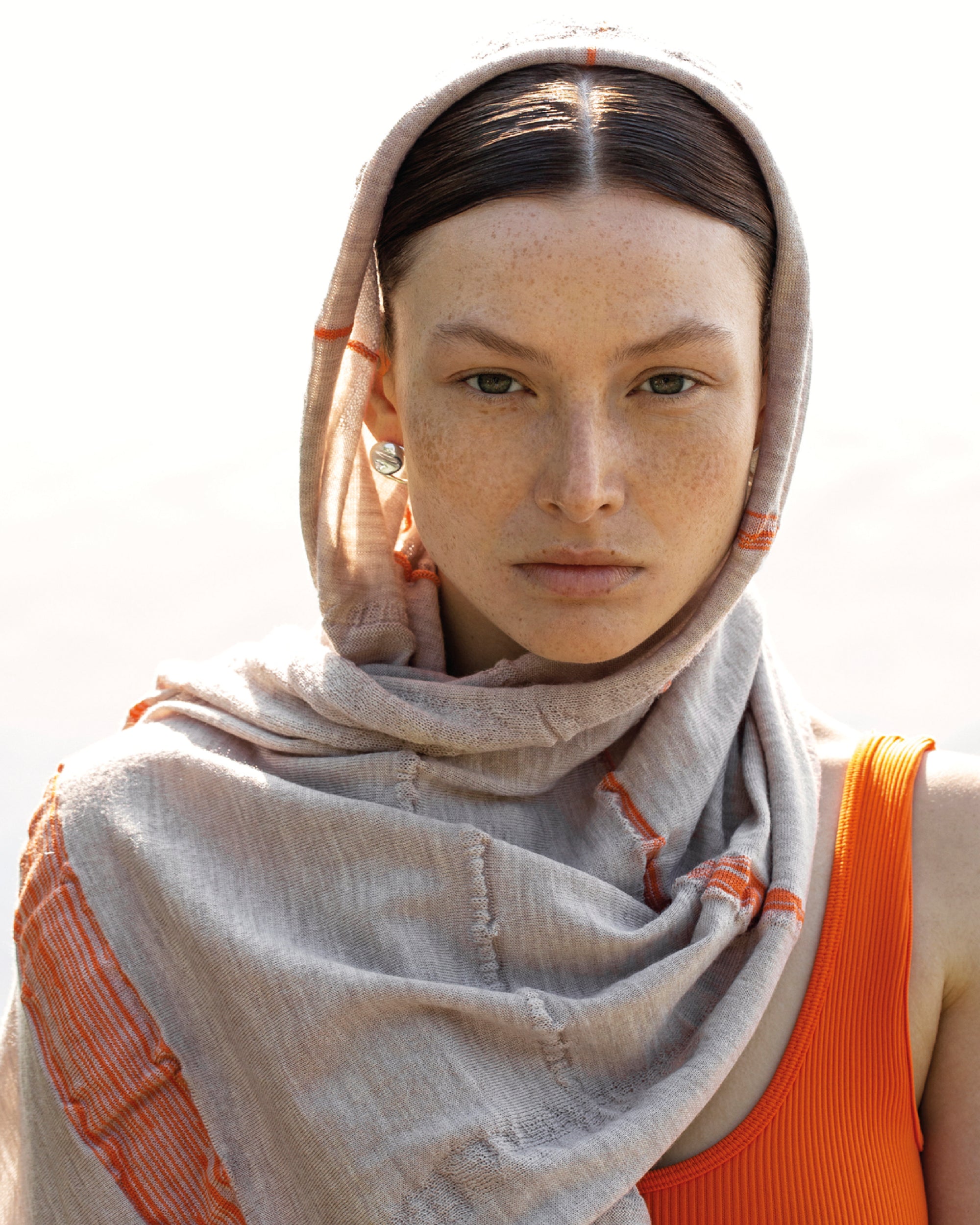 RIVER SCARF - BEIGE/ORANGE